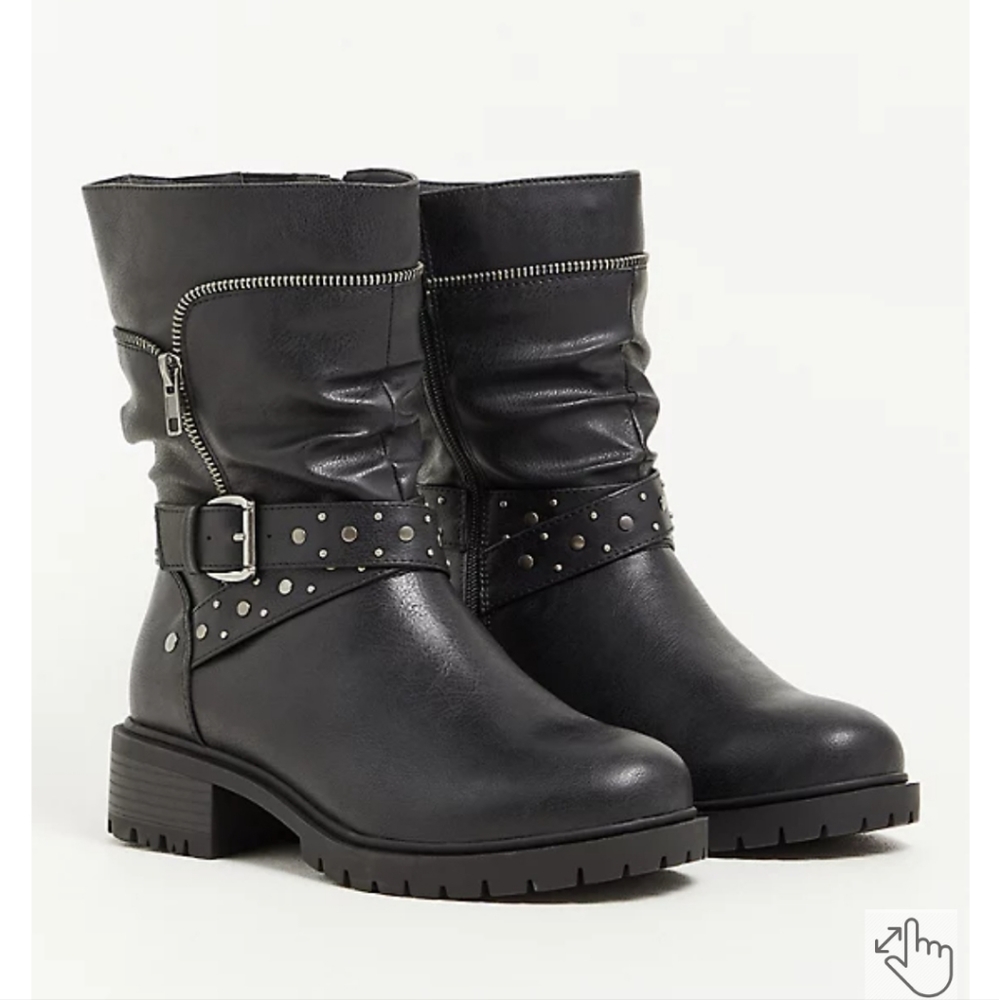 Torrid studded faux leather moto boots